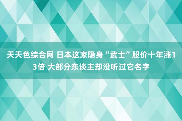 天天色综合网 日本这家隐身“武士”股价十年涨13倍 大部分东谈主却没听过它名字