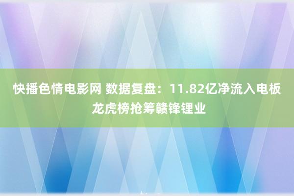 快播色情电影网 数据复盘：11.82亿净流入电板 龙虎榜抢筹赣锋锂业