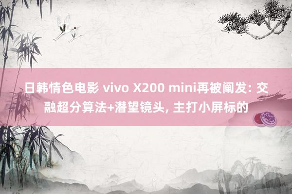 日韩情色电影 vivo X200 mini再被阐发: 交融超分算法+潜望镜头， 主打小屏标的