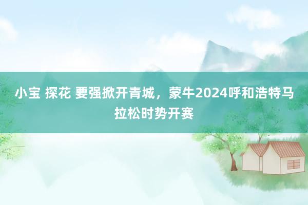 小宝 探花 要强掀开青城，蒙牛2024呼和浩特马拉松时势开赛