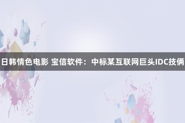 日韩情色电影 宝信软件：中标某互联网巨头IDC技俩