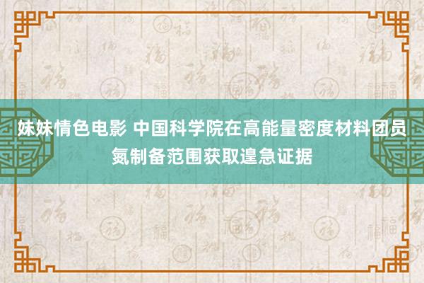 妹妹情色电影 中国科学院在高能量密度材料团员氮制备范围获取遑急证据