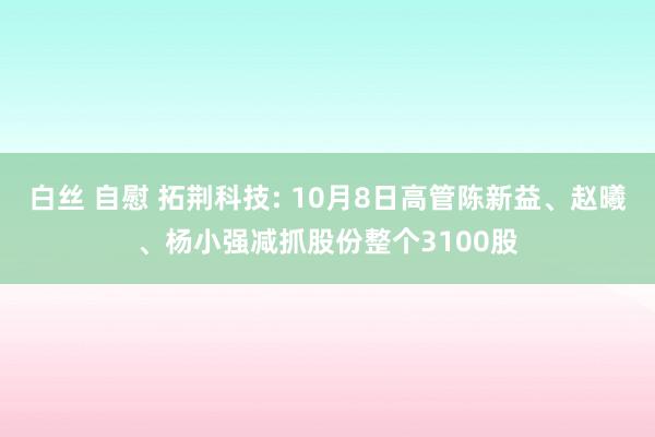 白丝 自慰 拓荆科技: 10月8日高管陈新益、赵曦、杨小强减抓股份整个3100股