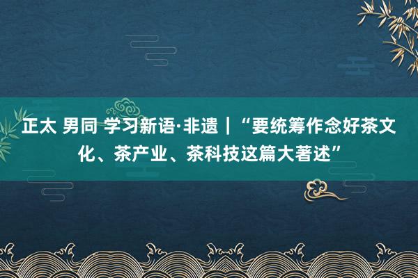 正太 男同 学习新语·非遗｜“要统筹作念好茶文化、茶产业、茶科技这篇大著述”