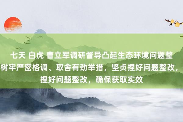 七天 白虎 曹立军调研督导凸起生态环境问题整改职责，条目树牢严密格调、取舍有劲举措，坚贞捏好问题整改，确保获取实效