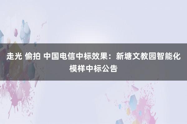 走光 偷拍 中国电信中标效果：新塘文教园智能化模样中标公告