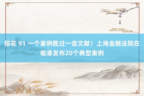 探花 91 一个案例胜过一沓文献！上海金融法院在临港发布20个典型案例