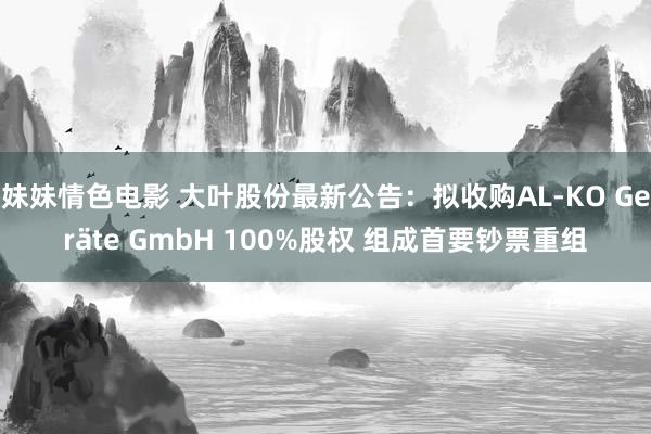 妹妹情色电影 大叶股份最新公告：拟收购AL-KO Geräte GmbH 100%股权 组成首要钞票重组