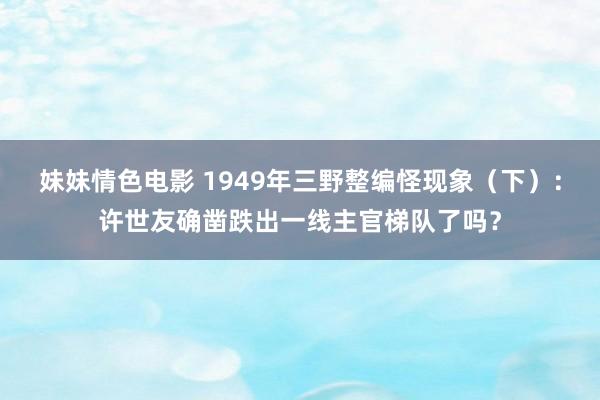 妹妹情色电影 1949年三野整编怪现象（下）：许世友确凿跌出一线主官梯队了吗？