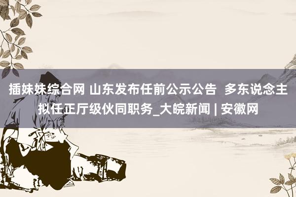 插妹妹综合网 山东发布任前公示公告  多东说念主拟任正厅级伙同职务_大皖新闻 | 安徽网