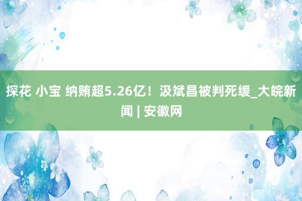 探花 小宝 纳贿超5.26亿！汲斌昌被判死缓_大皖新闻 | 安徽网