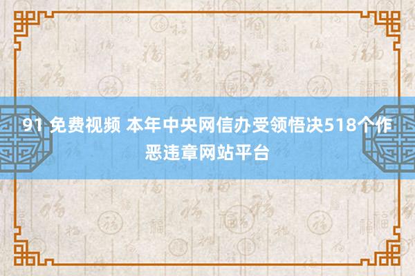 91 免费视频 本年中央网信办受领悟决518个作恶违章网站平台