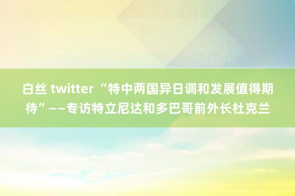 白丝 twitter “特中两国异日调和发展值得期待”——专访特立尼达和多巴哥前外长杜克兰