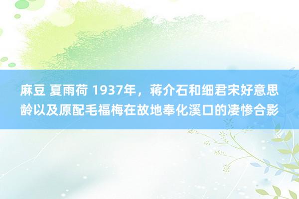 麻豆 夏雨荷 1937年，蒋介石和细君宋好意思龄以及原配毛福梅在故地奉化溪口的凄惨合影