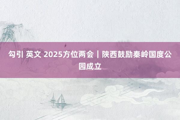 勾引 英文 2025方位两会｜陕西鼓励秦岭国度公园成立